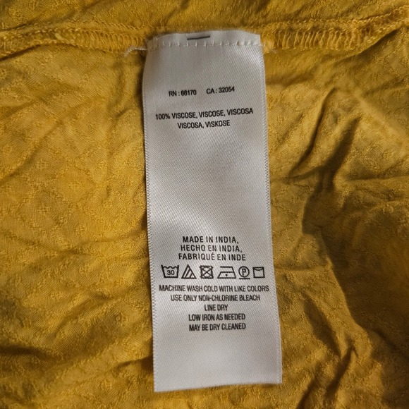 Maeve Anthropologie Women's Yellow Textured V Neck Tunic Blouse Top Women US 12 - Picture 4 of 4